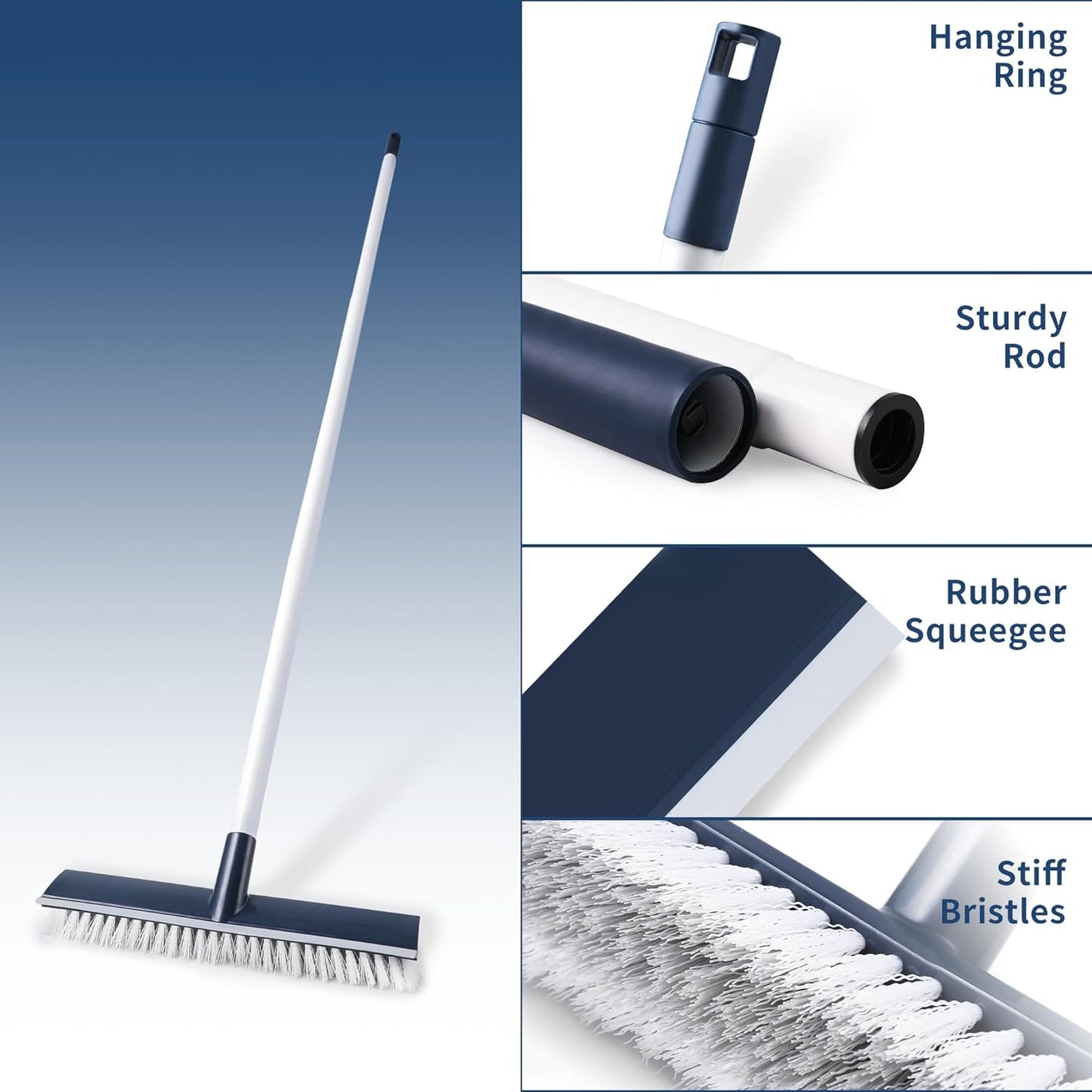 BOOMJOY Grout Brush with Long Handle, 57" Grout Cleaner for Tile Floors, Double-Sided with V-Shape Stiff Bristles for Bathroom, Patio, Kitchen, Wall, Corners and Deck
