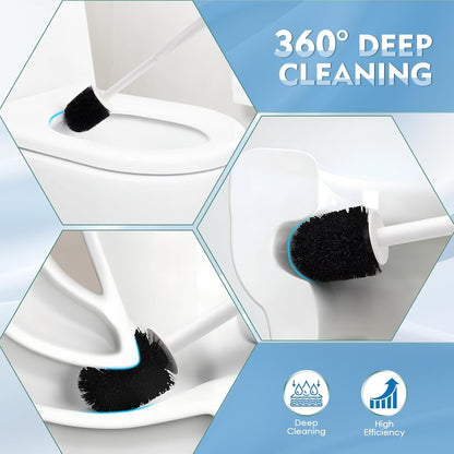 2 Pack Toilet Brush for Bathroom, Toilet Brush and Holder Set, Toilet Bowl Brush with Long Handle for Drip-Proof Deep Cleaning with Hidden Scrubber Brush White