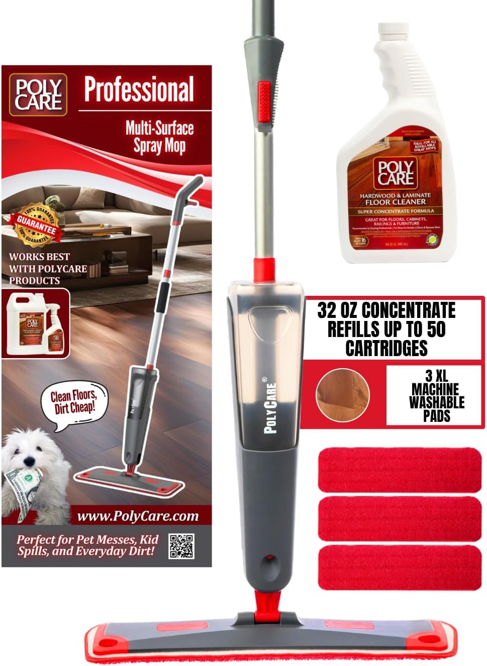 Hardwood Floor Cleaner Super Concentrate - 128 Fl Oz - Fresh- Dilute Concentrate with Water for Spray Mops and Spray Bottles - Residue-Free Floor Cleaning Solution