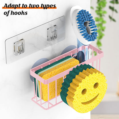 MURLONG Sponge Holder Smiley Face, Sink Caddy for kitchen Sink, Kitchen Organizer Sponge Holder with 2 PCS Suction Cups/1 PCS Adhesive Strips, Designed for Sponge, Soap, Dish brush, Scrubber-Black