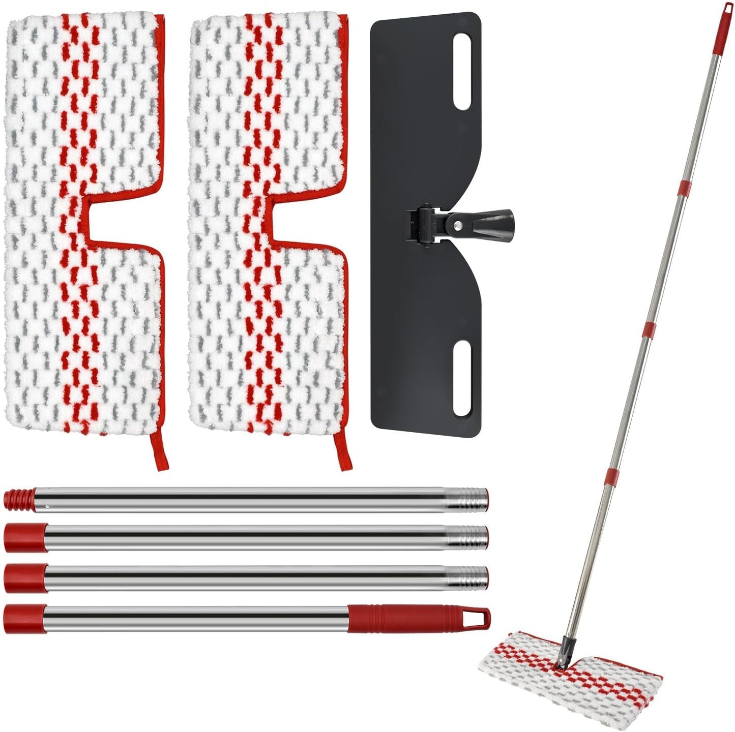 Microfiber Dust Mop Set for Floor Cleaning, Flat Mop for Wet & Dry to Clean Washable Flip Mops Pad for Ocedar Hardwood Floor 'N More 3-Action Mop, Adjustable 58" Mops Handle & 2 Reusable Refill & Base