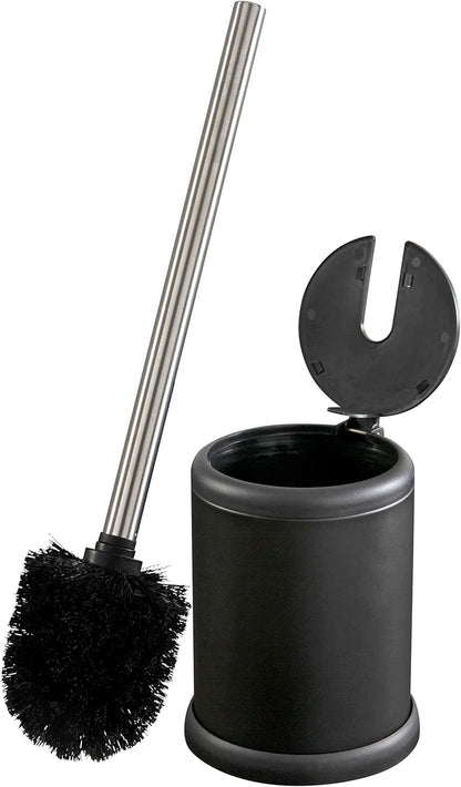 Bath Bliss Toilet Brush and Holder | Self Closing Lid | 360 Degree Brush Head | Bathroom Cleaning | Compact Size | Storage and Organization | Stainless Steel