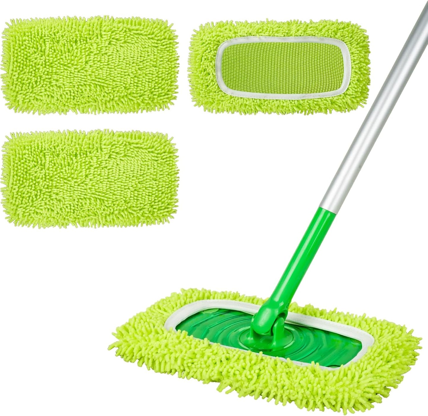 6Pcs Reusable Microfiber Mop Pads Compatible with Swiffer Sweeper, Wet and Dry Flat mop Cover, Replacement Sweeping Mopping pad Refills for Surface/Hardwood Floor Cleaning