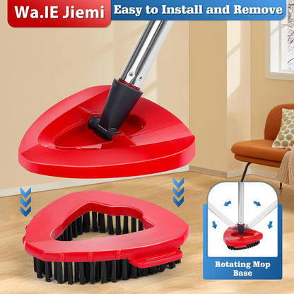 4 Packs Spin Mop Replacement Heads Compatible with Ocedar RinseClean 2-Tank System, 30-58" Mop Handle,Mop Scrub Brush and Base Combo Set,Mopping Refills Easy to Replace and Cleaning