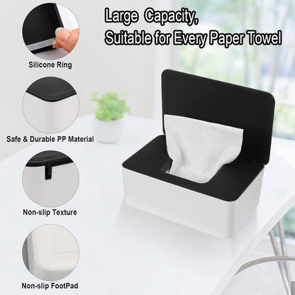 NOVWANG Wipes Dispenser, Large Capacity Baby Wipe Holder(8.3L × 4.9W × 3.9H Inches) Refillable Wipes Container with Sealing Design Baby Wet Wipes Dispenser for Bathroom Home Office Car