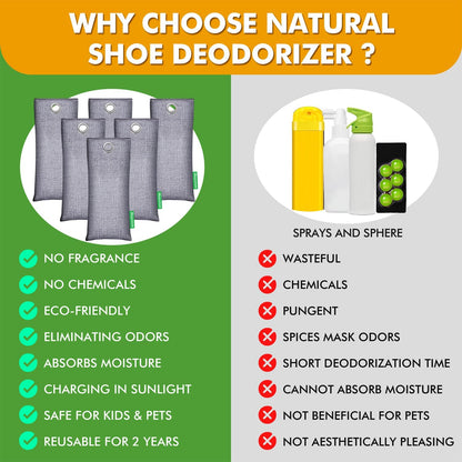 Activated Charcoal Odor Absorber for Strong Odor, Basement, Cars, Closets, Shoes, Smoke. 3 Pack Bamboo Charcoal Air Purifying Bags Deodorizer Odor Eliminator for Home