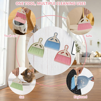 Mini Dustpan and Brush Set Portable Small Broom with Dust Pan Handheld Hangable Whisk Broom and Dust Pan for Home, Kitchen, Table, Office, Car 1 Pcs (Green)