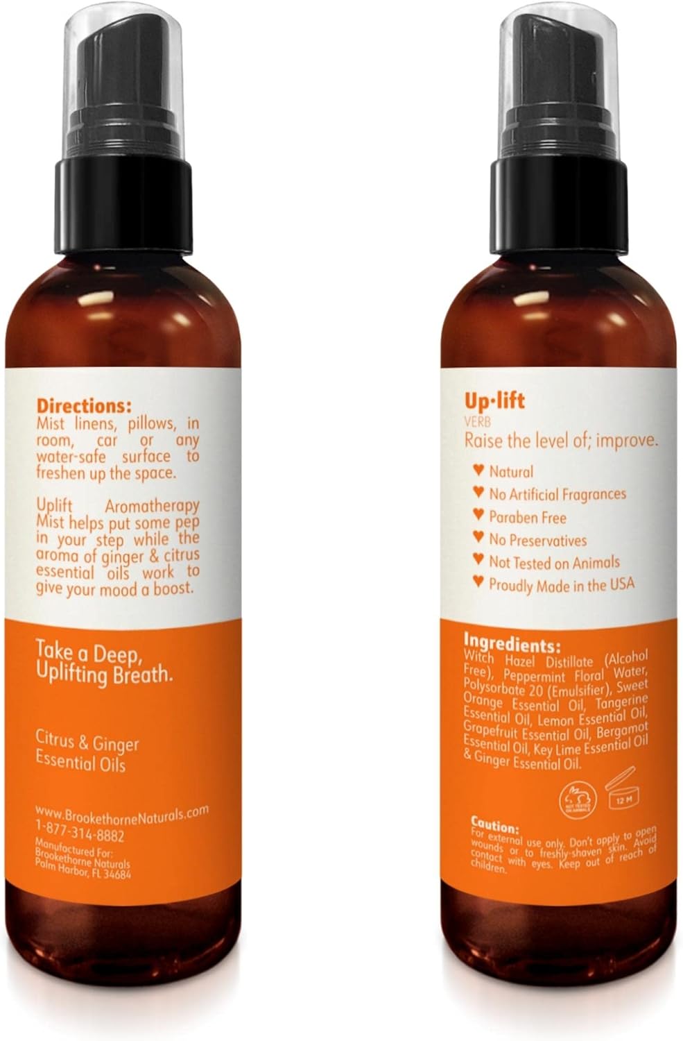 Refresh Aromatherapy Room Spray & Pillow Mist. Peppermint & Eucalyptus Essential Oil Spray, Linen Mist, Natural Car Air Freshener Bathroom Freshener & Closet Deodorizer by Brookethorne Naturals