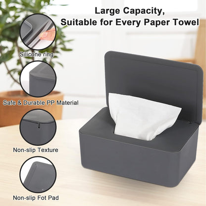 NOVWANG Wipes Dispenser, Large Capacity Baby Wipe Holder(8.3L × 4.9W × 3.9H Inches) Refillable Wipes Container with Sealing Design Baby Wet Wipes Dispenser for Bathroom Home Office Car