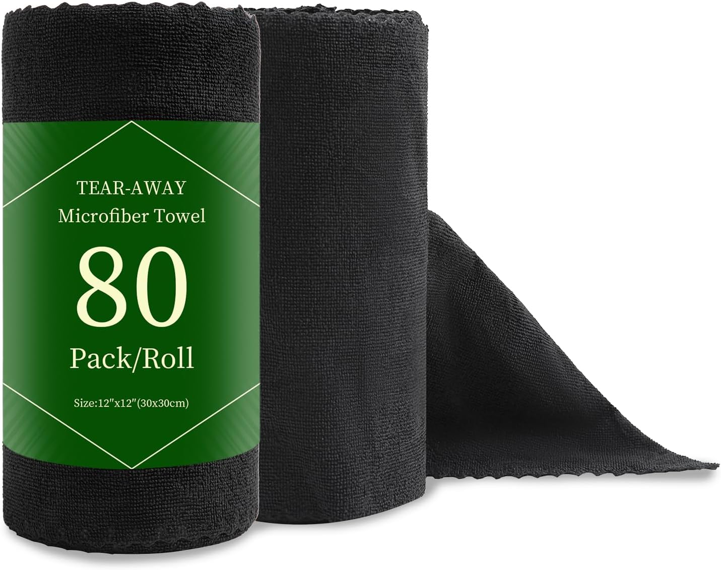 80 Pack Microfiber Cleaning Cloth Roll Reusable Paper Towels 12"x12" Tear Away Cloth, Microfiber Towels for Cars, Wash Cloths, Lint Free Dark Grey Rags for House, Kitchen,Window,Cleaning Supplies