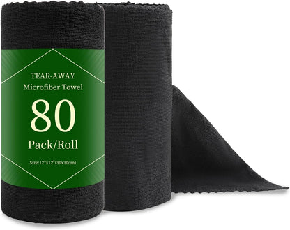 80 Pack Microfiber Cleaning Cloth Roll Reusable Paper Towels 12"x12" Tear Away Cloth, Microfiber Towels for Cars, Wash Cloths, Lint Free Dark Grey Rags for House, Kitchen,Window,Cleaning Supplies