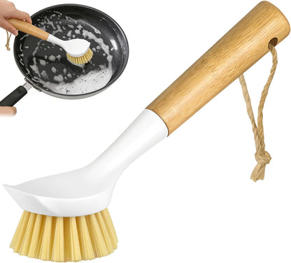 Dish Brush with Handle,Kitchen Scrub Brushes for Cleaning, Dish Scrubber with Stiff Bristles for Sink, Pots, Pans, 1 Pack
