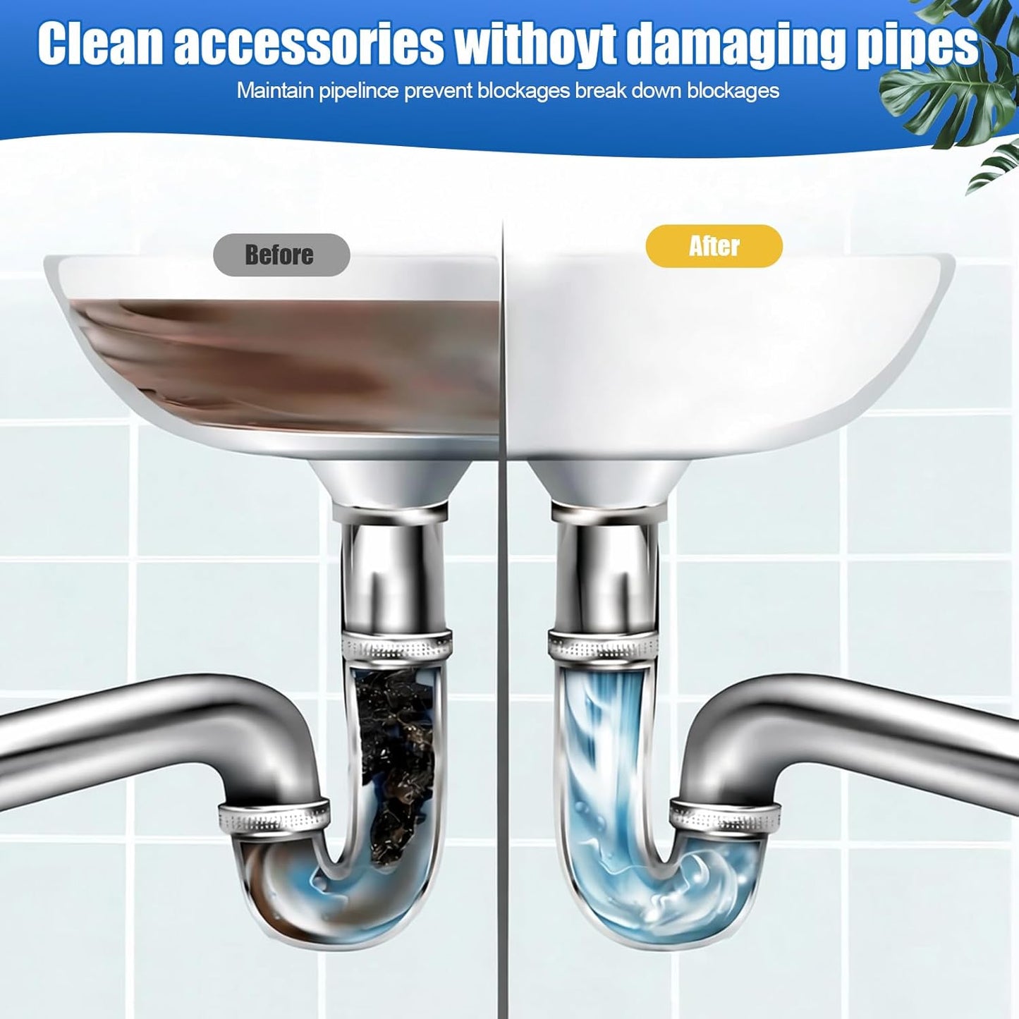 Sink Drain Cleaner, Powerful Pipeline Dredging Agent, Drain Clog Remover for Unclogs Bathroom and Kitchen Sinks, Drains (1PCS)