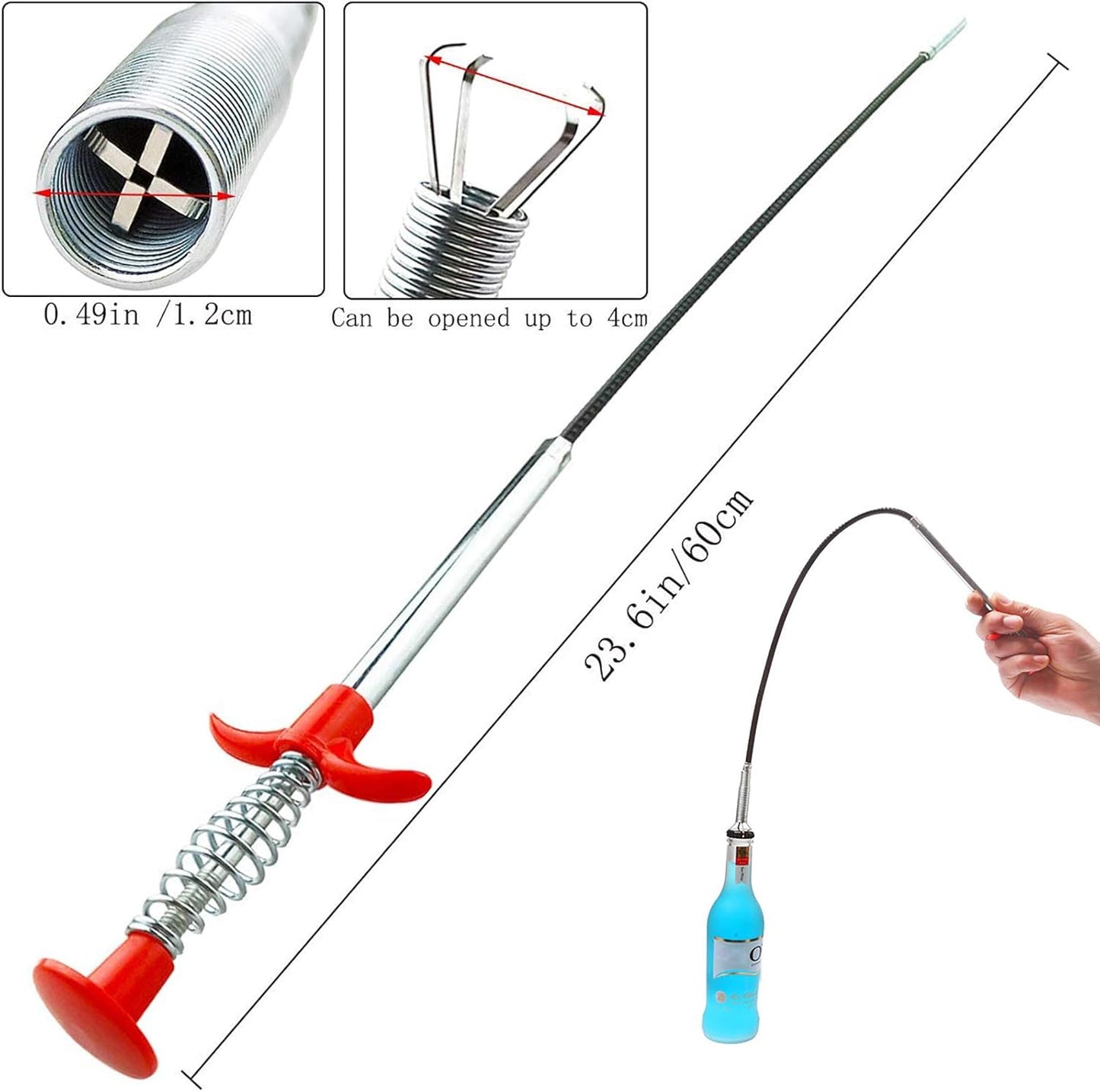 Drain Snake, Drain Clog Remover - Gutter Cleaning Tools Drain Cleaner for Toilet Sewer Shower Kitchen Bathroom Tub Clogged Drains Opener Cleaning Tool, Flexible Grabber Claw Pick Up Reacher (79 inch)
