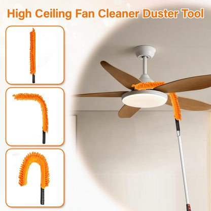 26FT High Reach Duster with Extension Pole 5-20FT, 4-in-1 Cleaning Kit with Universal Swivel Joint | High Ceiling Fan Cleaner, Cobweb Duster & Window Squeegee for Safe High-Reach Cleaning