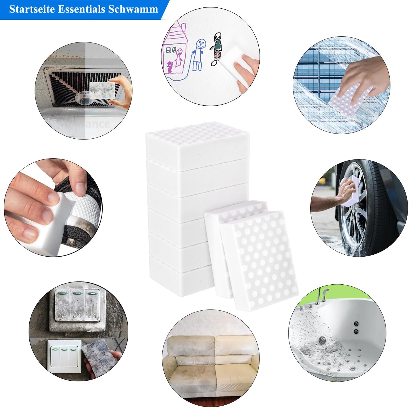 Magic Erasers Sponge, 100 Pack Extra Premium Melamine Sponge Foam Cleaning Pads in Bulk, Non-Scratch Scrub Sponge, Household Cleaning Kitchen Dish Sponges (White)