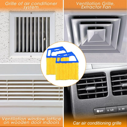 3PCS Car Window Blind Cleaner Duster Tool, 7 Fingers Microfiber Vehicle Handheld Shutter Dusting Cleaning Brush, Removable Auto Air Conditioner Vents Cleaner, Universal Fit (Yellow)