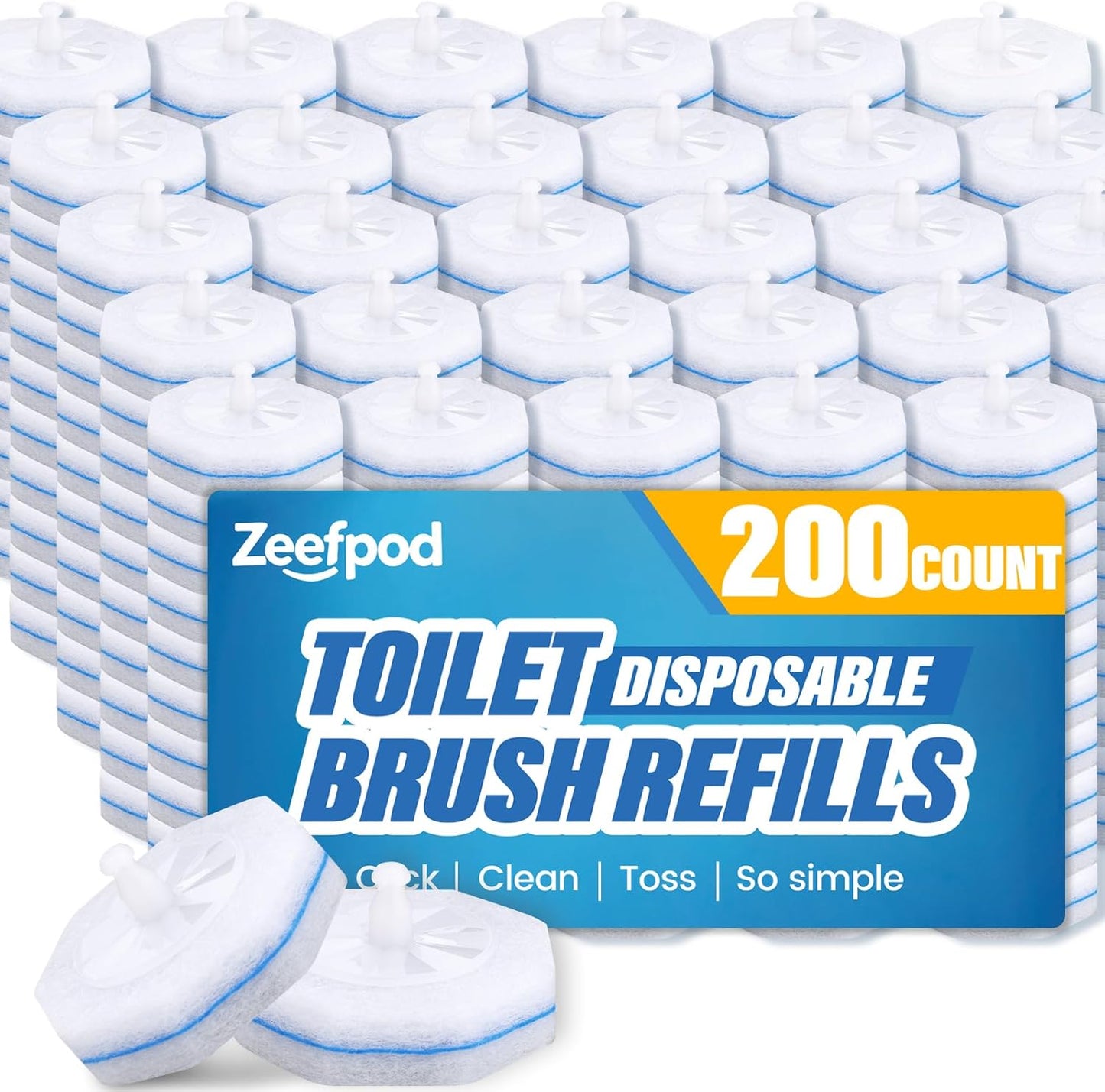 Toilet Cleaner Refill Pads, Disposable Toilet Bowl Cleaner Refill for Toilet Cleaner Wand, Single-Use Hygienic Scrubber Heads, 20 Count