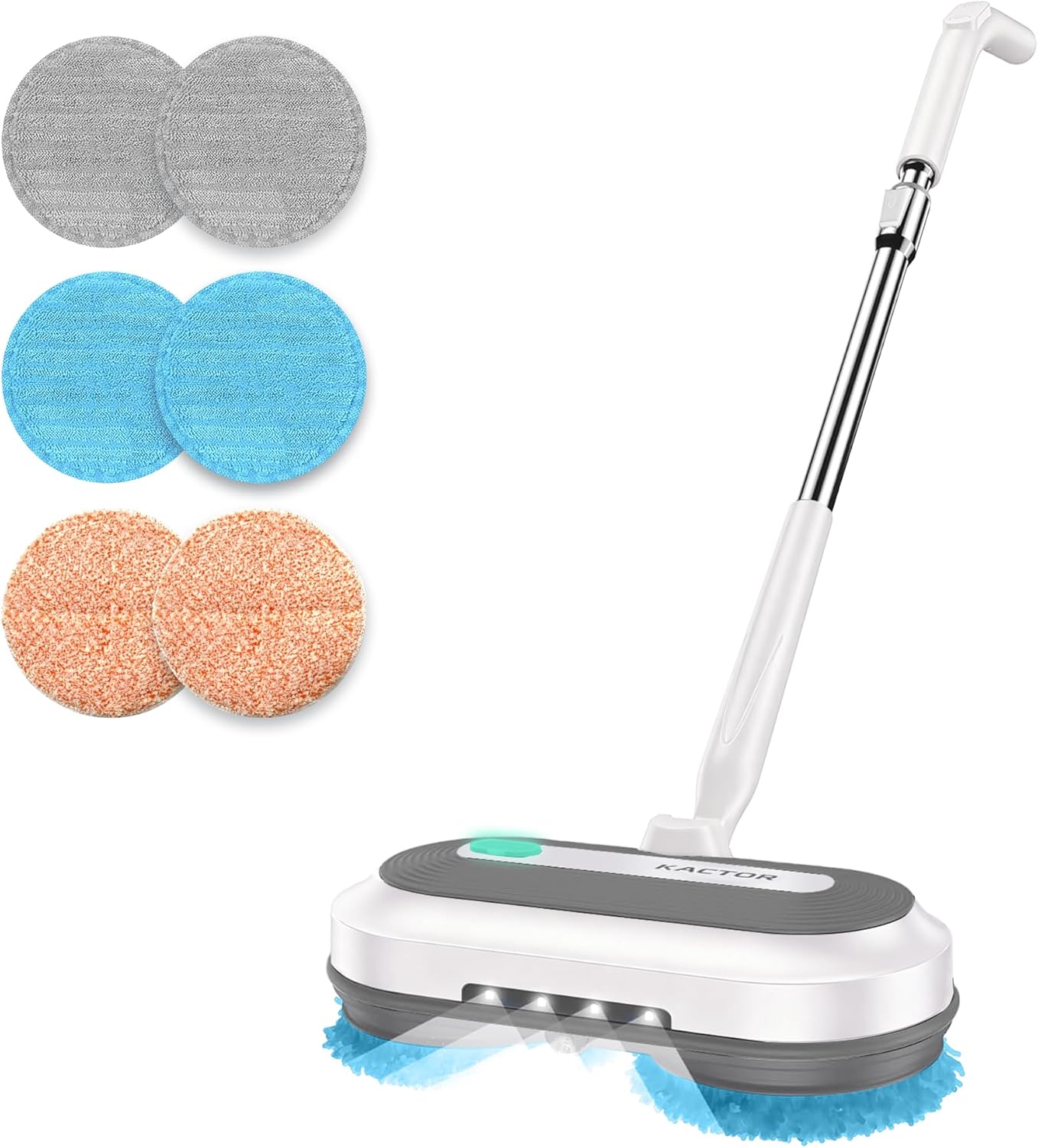 Cordless Electric Spin Mop, Electric Floor Cleaner with Water Sprayer & LED Headlight, 50mins Working Time, 290ml Water Tank, Adjustable Tube, Self-Propelled Multi-Surfaces Floor Mop for Home Cleaning