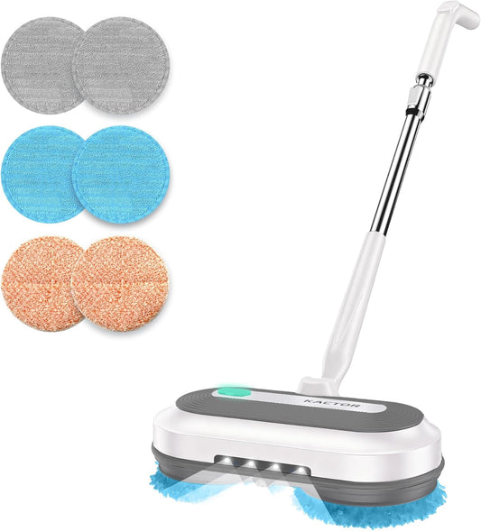 Cordless Electric Spin Mop, Electric Floor Cleaner with Water Sprayer & LED Headlight, 50mins Working Time, 290ml Water Tank, Adjustable Tube, Self-Propelled Multi-Surfaces Floor Mop for Home Cleaning