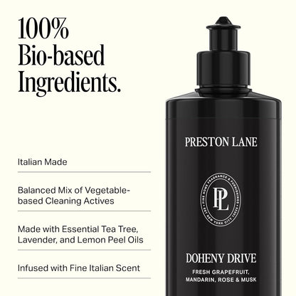 Preston Lane Luxury Dish Soap, Mayfair Scent | Plant Powered Formula with Essential Oils | Tough on Grease, Gentle on Hands | Vegan, Cruelty Free, Clean Ingredients