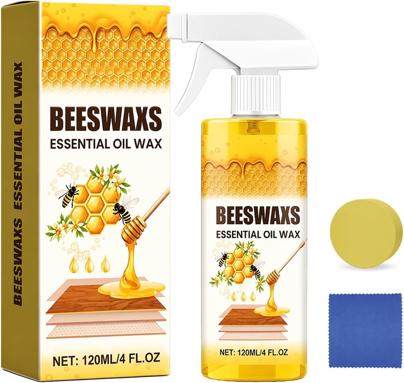 Beeswax Spray, Beeswax Spray Cleaner, Beeswax Furniture Polish, Natural Wood Care for Furniture, Floors, Tables & Cabinets (1pc)