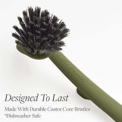 Earth & Mango Magnetic Dish Brush & Scraper, Snaps to Sink, Non-Scratch, Dishwasher Safe, Dish Scrubber – Onyx Black