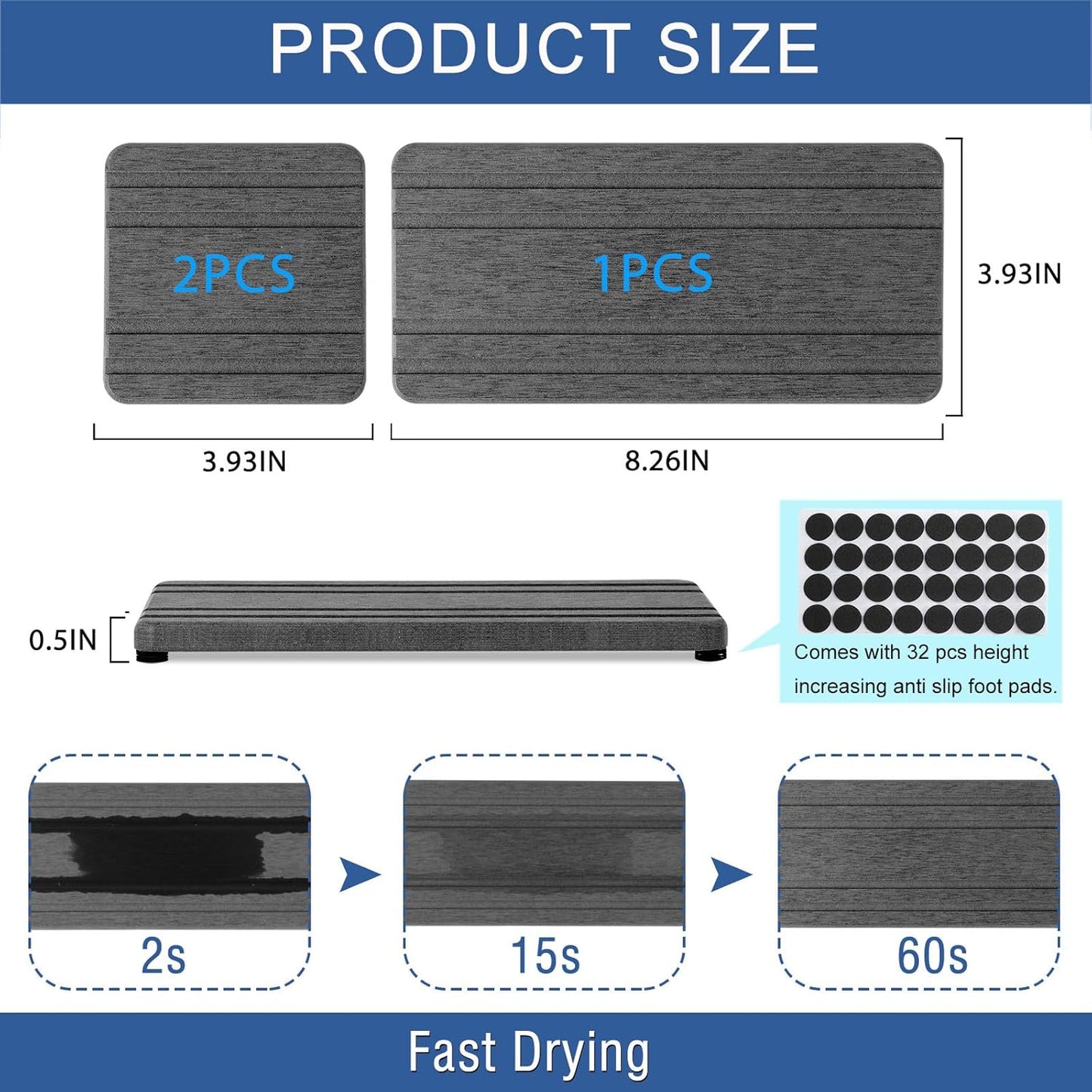 3PCS Water Absorbing Stone Tray, Fast Drying Stone Sink Tray, Stones Soap Trays, Water Absorbent Diatomite Trays, Diatomite Coasters for Kitchen Sink Bathroom Counter, Hand Soap Dish & Holders