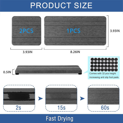 3PCS Water Absorbing Stone Tray, Fast Drying Stone Sink Tray, Stones Soap Trays, Water Absorbent Diatomite Trays, Diatomite Coasters for Kitchen Sink Bathroom Counter, Hand Soap Dish & Holders