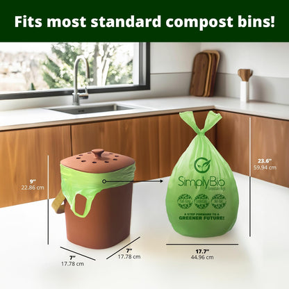 Simply Bio 13 Gallon Compostable Trash Bags Liners Drawstring, Heavy Duty Extra Thick 1 Mil, 49.21 Liter, 30 Bags, Tall Kitchen Food Scrap Waste Bag, ASTM D6400, US BPI and OK Compost Home Certified