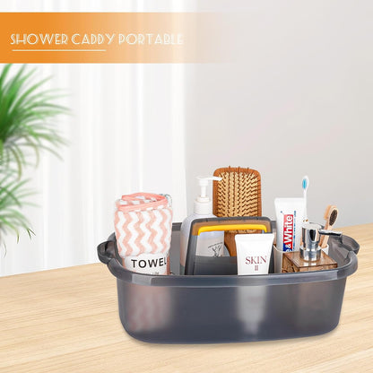 Large Cleaning Supplies Caddy Portable Shower Basket Supply Organizer with Handle Plastic Bucket Tool Storage for Bathroom, Bedroom, Kitchen, College Dorm, Garden, Dark Gray 2 Pack