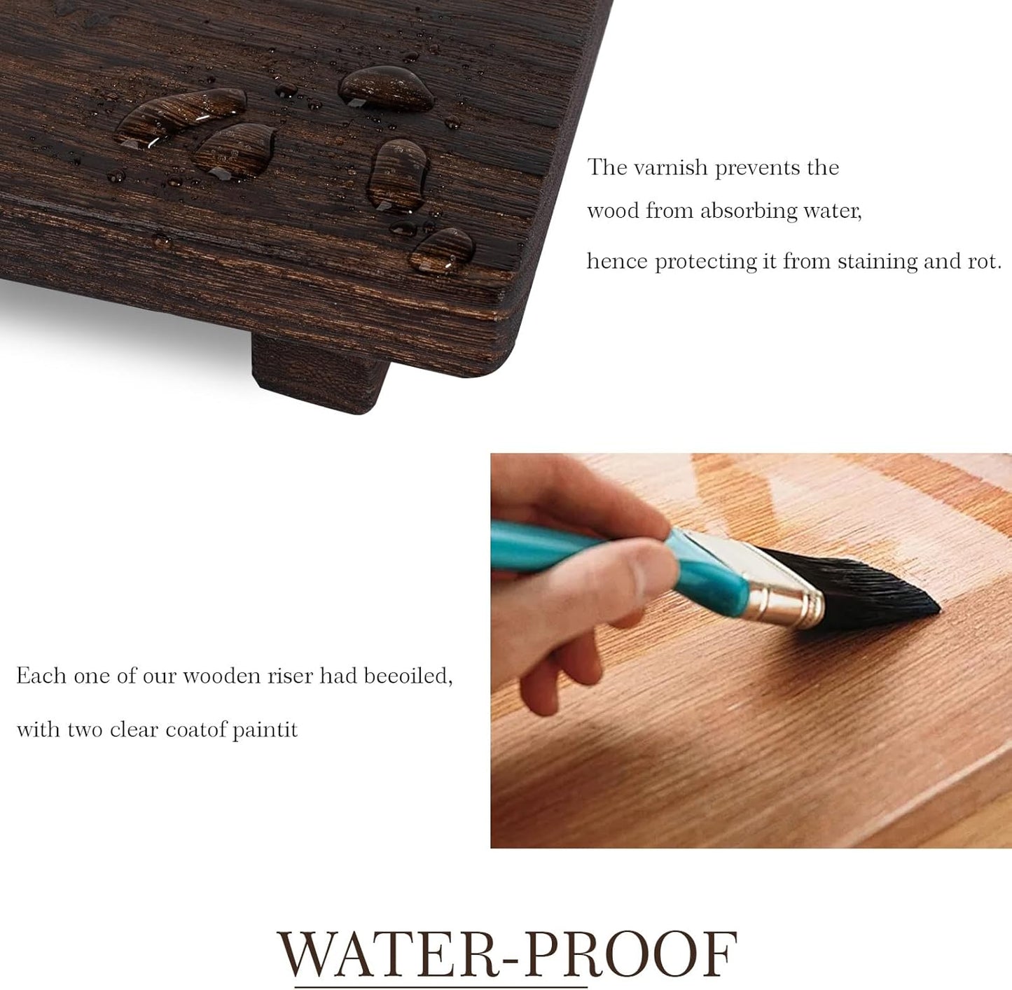 zoocatia Small Wood Tray Pedestal Stand Farmhouse Bathroom Decor Decorative Wooden Riser Kitchen Soap Dish Holder for Vanity, Counter, Sink, 9" x 5.9" - Black