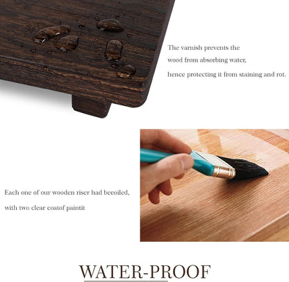 zoocatia Small Wood Tray Pedestal Stand Farmhouse Bathroom Decor Decorative Wooden Riser Kitchen Soap Dish Holder for Vanity, Counter, Sink, 9" x 5.9" - Black