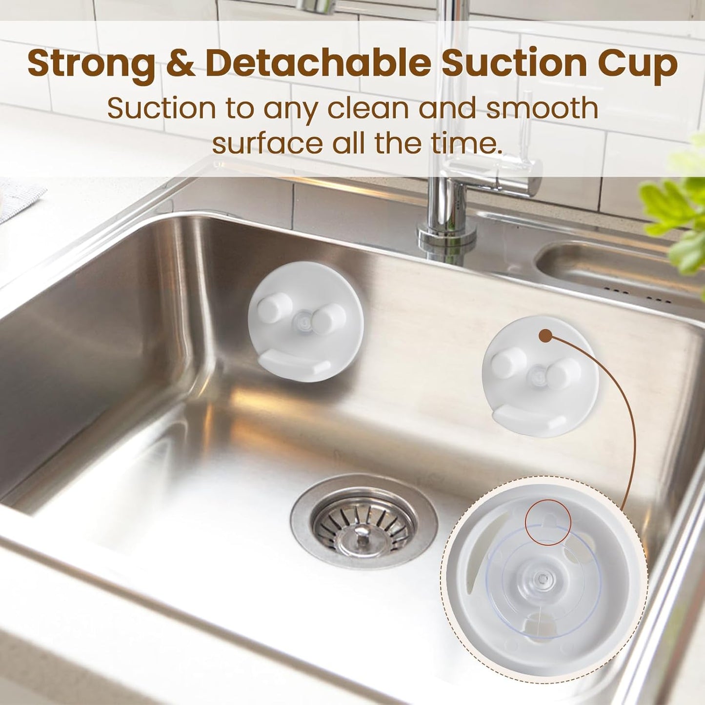 Semcide Sponge Holder, Stainless Steel Sink Caddy w/Suction Cup Installation, Sponge Organizer for Kitchen/Bathroom Sink, Self Draining, Dishwasher Safe for Holding Sponges, Silver(1-Pack)