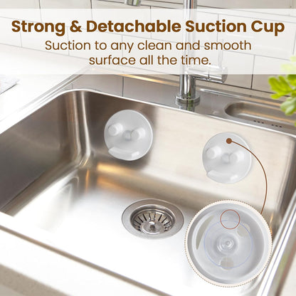 Semcide Sponge Holder, Stainless Steel Sink Caddy w/Suction Cup Installation, Sponge Organizer for Kitchen/Bathroom Sink, Self Draining, Dishwasher Safe for Holding Sponges, Silver(1-Pack)