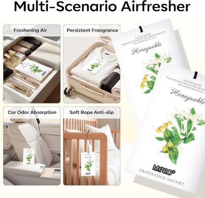 MYARO 12 Pack Fresh Linen Scented Sachets for Drawer, Closet & Car Air Freshener Bags | Odor Eliminator & Fabric Refresher | Crisp, Clean Home Fragrance Gift Set