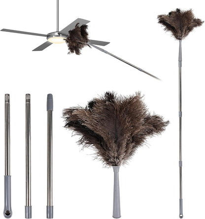 Lambswool Extendable Mini Duster 14-34 Inch Stainless Steel Extension Telescoping Pole Wool Dusters for Cleaning Ceiling Fans Window Blinds Car Interiors Furniture Dusting