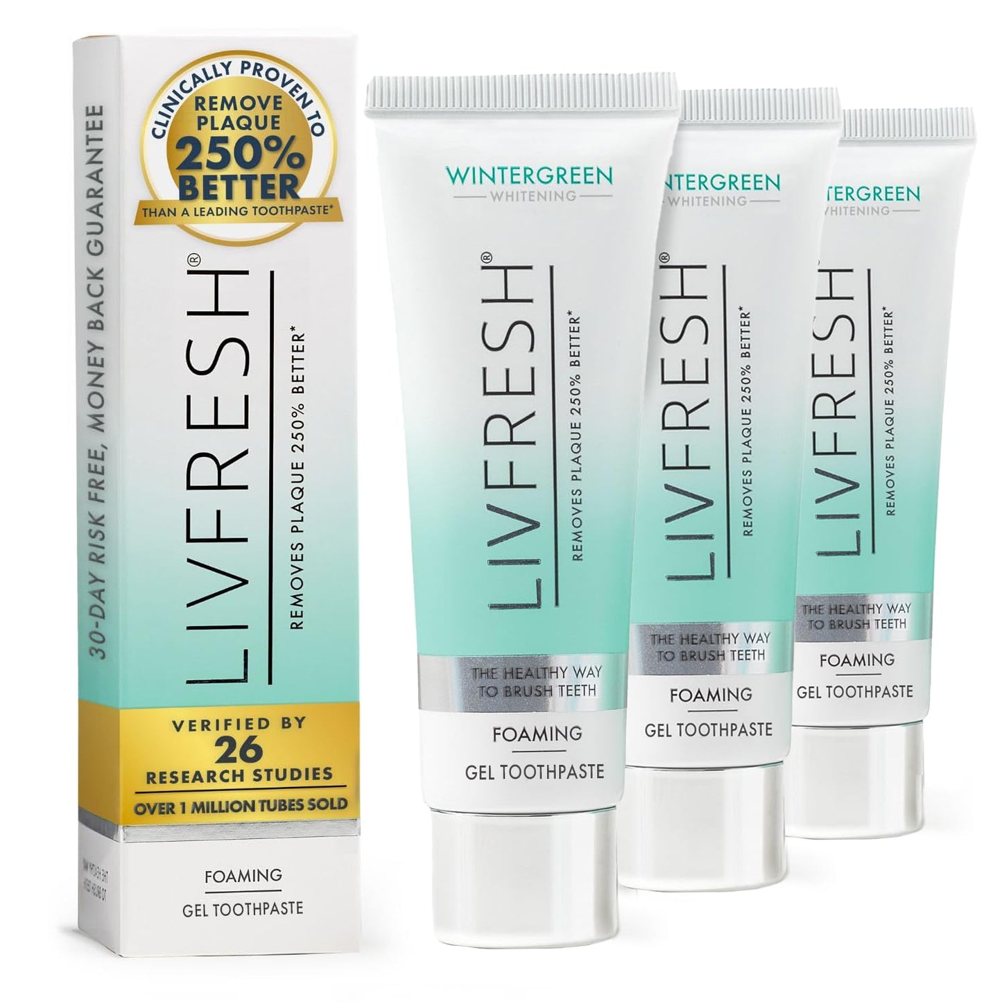 LIVFRESH Toothpaste Gel, Clinically Proven to Remove Plaque 250% Better, Improves Gum Health 190% Better, Prevents & Reduces Tartar, Mild Peppermint