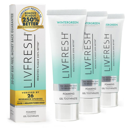 LIVFRESH Toothpaste Gel, Clinically Proven to Remove Plaque 250% Better, Improves Gum Health 190% Better, Prevents & Reduces Tartar, Mild Peppermint