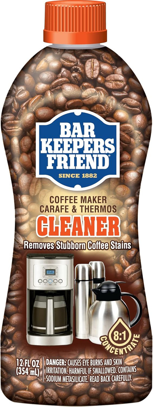 Bar Keepers Friend Coffee Maker Cleaner (2 x 12 oz) Removes Stains & Oily Residue from Espresso Machines, Carafes, Thermos, Drip Coffee Pots, Single-Cup Coffee Makers & More