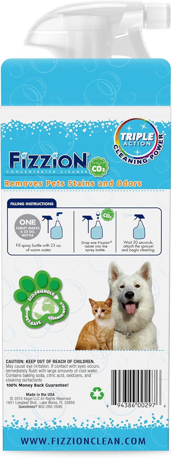Fizzion Pet Stain and Odor Remover 23 ounce Empty Spray Bottle with 2 Refills