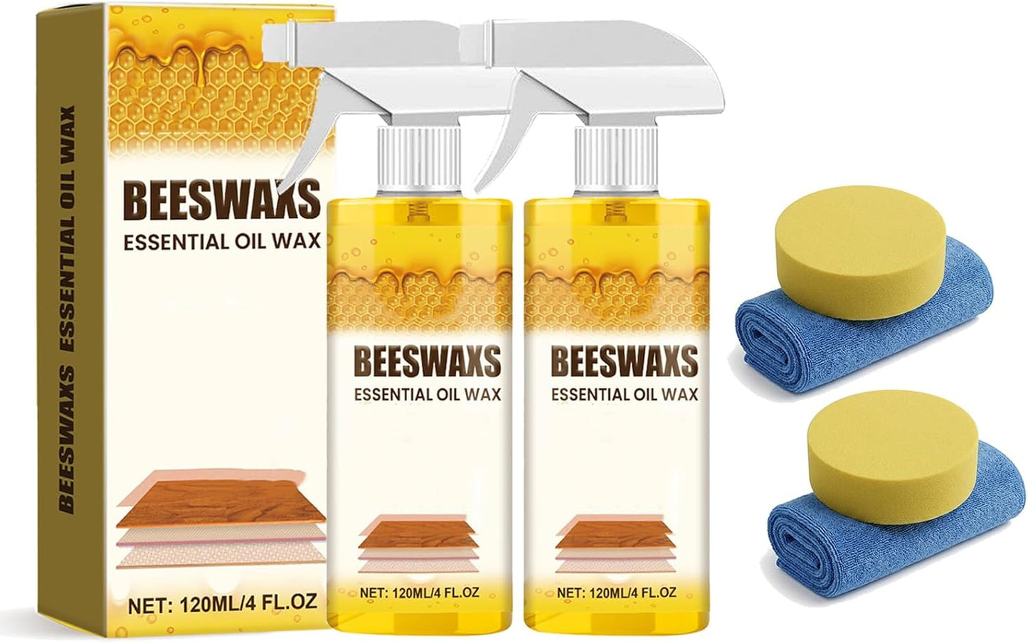 Natural Beeswax Repairing and Care Spray, 120ml Beeswax Wood Polish Spray, Restores Shine & Removes Scratches, For Wood Floors, Furniture and Wooden Cabinet (1 Set)
