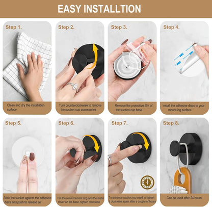 ZESLMG Adhesive Hooks for Shower, Chrome Self Sticky Hooks for Glass Window Kitchen Wall, Removable Bath Robe Loofah Door Wreath Coat Towel Hook No Damage for Hanging, 4 Pack