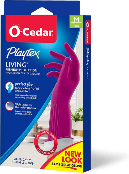 PLAYTEX Living Reuseable Rubber Cleaning Gloves (Small, 1 Pack), Premium Protection Reusable Household Gloves