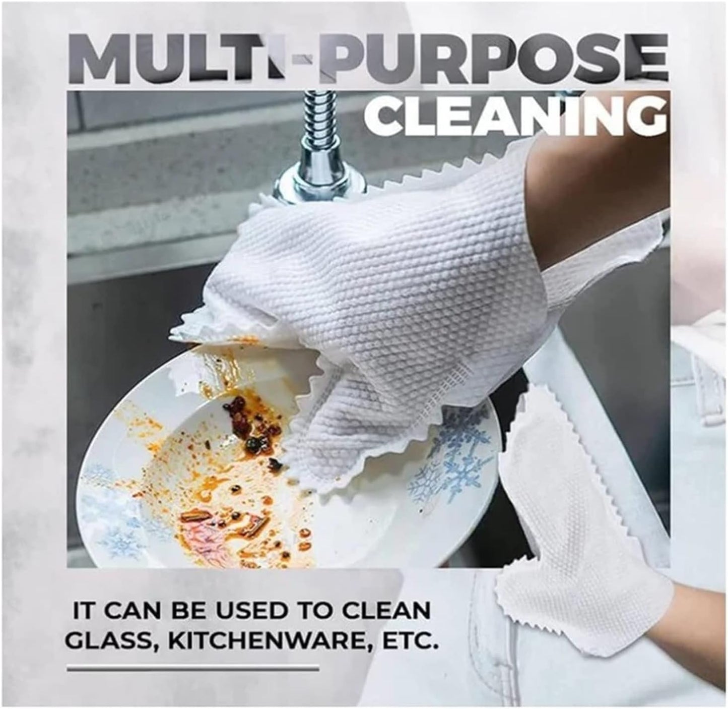 Home Dust Removal Gloves, Microfiber Fish Scale Cleaning Duster Glove, Washable, Reusable Wet & Dry Kitchen Mitt