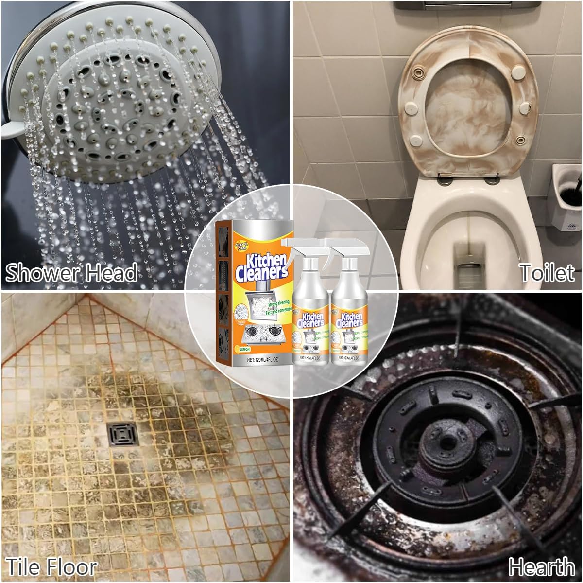 2PCS Kitchen foam Cleaner, Stubborn Stains Cleaner, Domestic Cooktops, All-purpose Kitchen Pots and Pan Cleanerrange Hoods, Kitchen Bubble Cleaner Spray, Grime and Grease, Cleanboss, 4 Fl.oz(120ml)