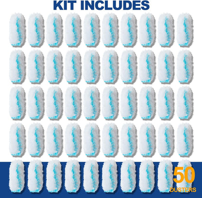 35 Duster Refills for Swiffer, Duster Refills Kit with & 2 Handle for Cleaning Home & Car, Heavy Duty Multi Surface for Office, Blinds, Ceiling Fans, Furniture