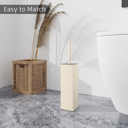 BGL Toilet Brush and Holder Set, Matte Black Freestanding for Bathroom Storage and Organization, Square Design Sturdy and Space Saving