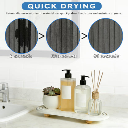 Instant Dry Sink Tray, Anti-Slip Stone Sink Caddy, Durable Kitchen Sink Organizer, Quick Dry Water Absorbing Stone Tray for Bathroom Counter, Stone Soap Tray -Dark Gray