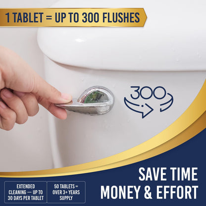 Once Every Month Premium Toilet Tank Cleaning Tablets, 300 Flush Count(50 Tablets),Long Lasting Automatic Cleaner, Spearmint Scent